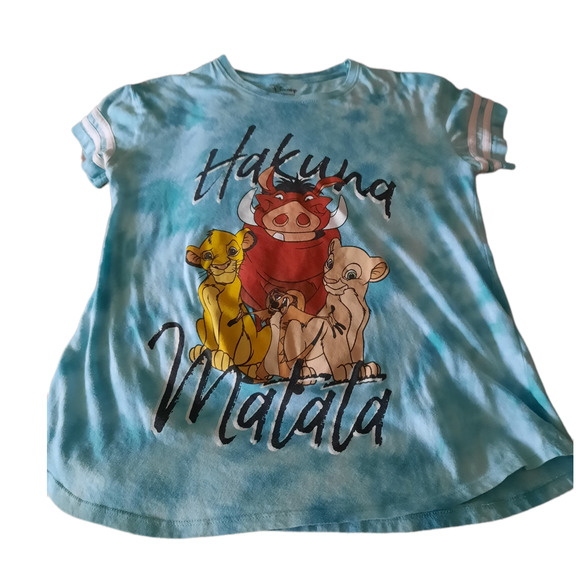 Disney Hakuna Matata blue tye dye short sleeve girls t-shirt - Picture 3 of 6